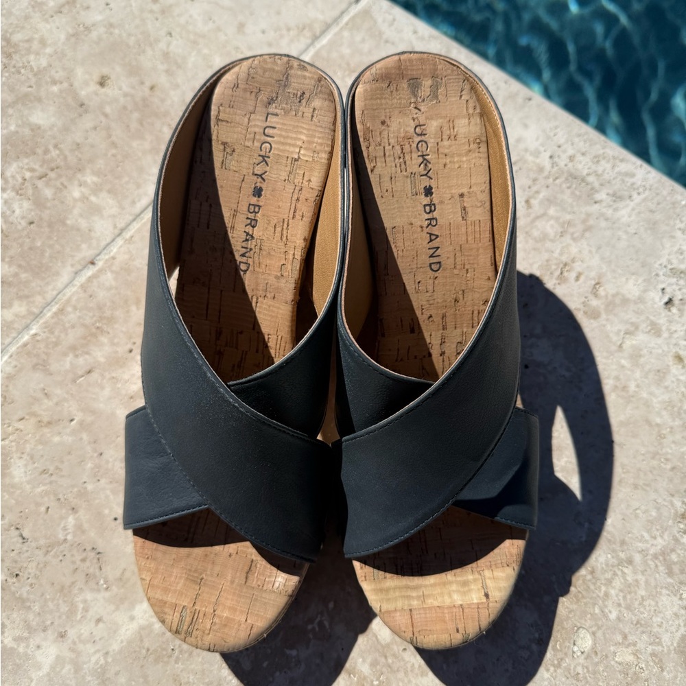 Lucky Brand Women's Black Leather Mules - Picture 9 of 14
